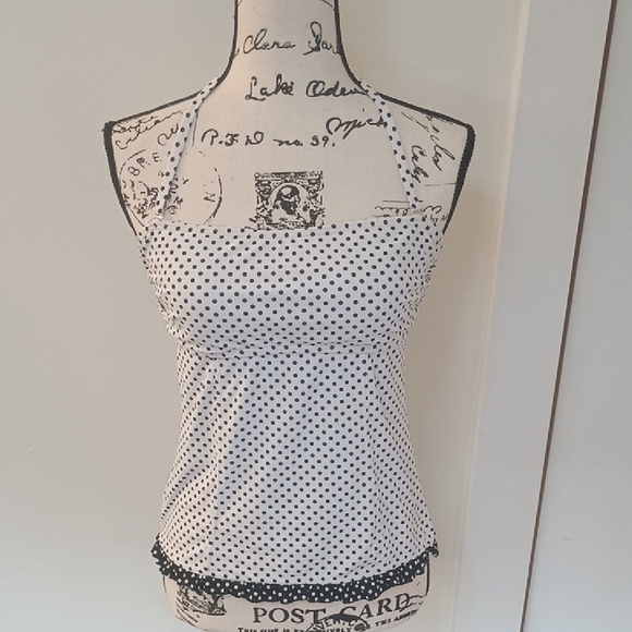 Hula Honey Tops - Polka Dot Halter Tankini Swim Top